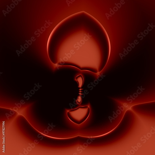 Abstract art illustration. Red and trippy ornament. Design.