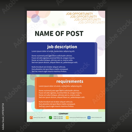 Job opportunity template with bokeh effect