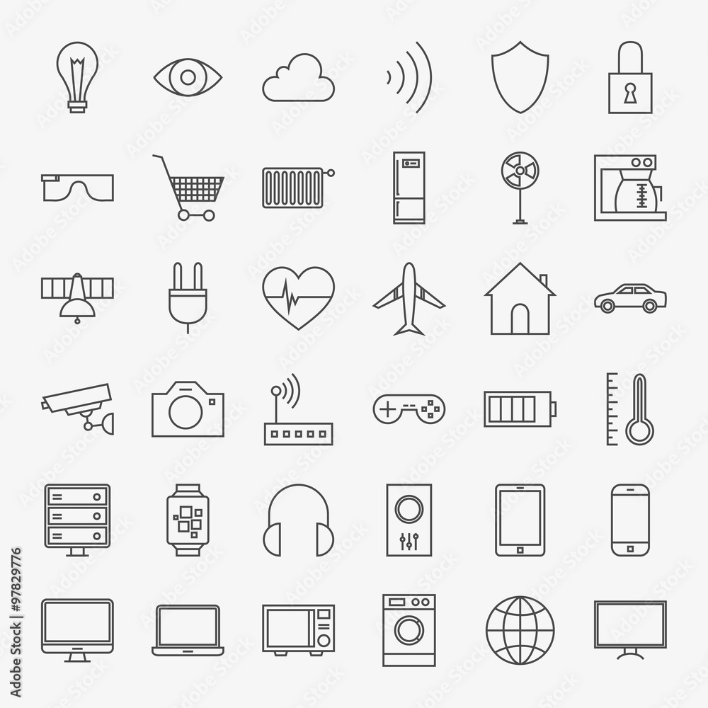 Line Internet of Things Design Icons Big Set Line Internet of Things Design Icons Big Set