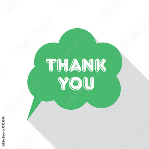 Flat design with shadow, speech bubble, Thank You, vector.