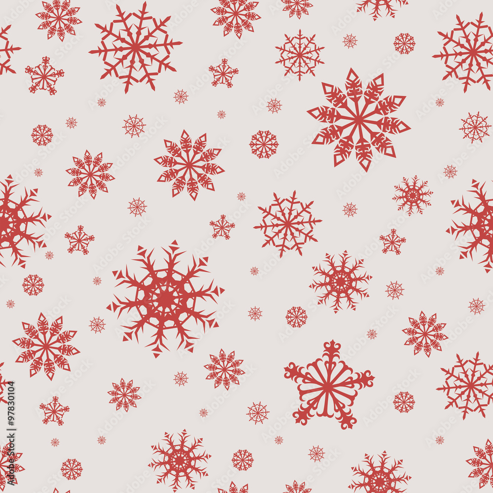 Christmas seamless pattern with red snowflakes on gray background. Christmas seamless pattern with red snowflakes on gray background.