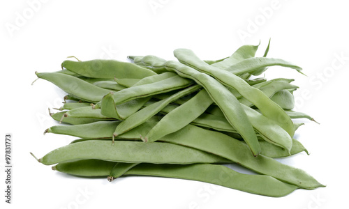 flat green beans  on white background