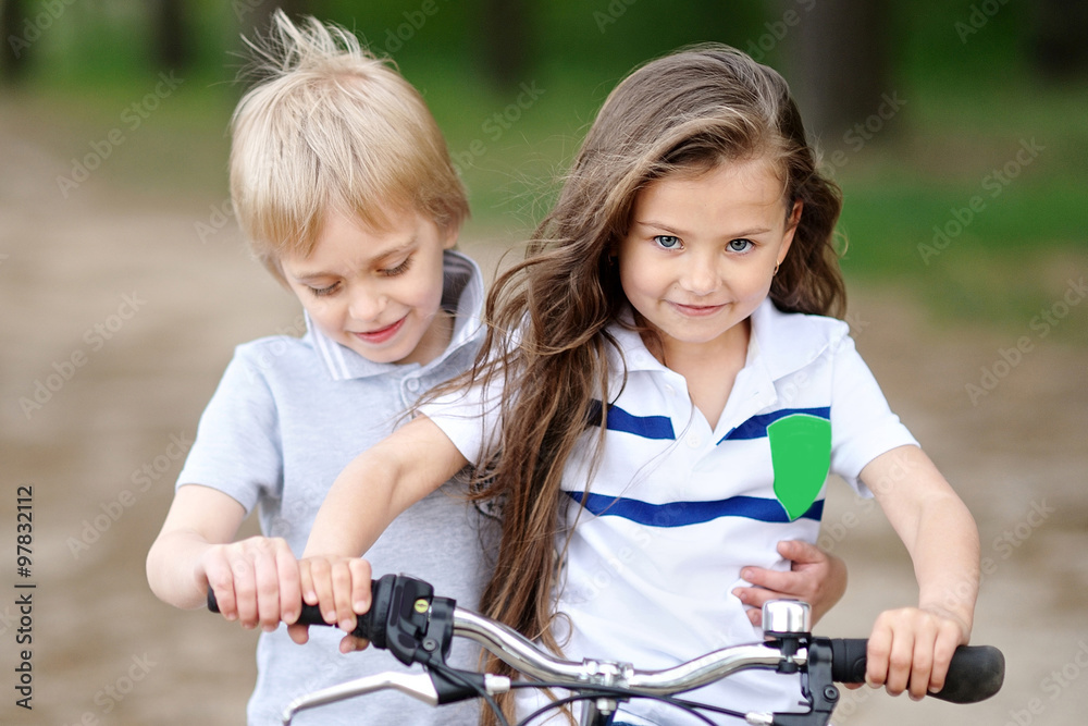 Portrait of a boy and girl in summer Portrait of a boy and girl in summer