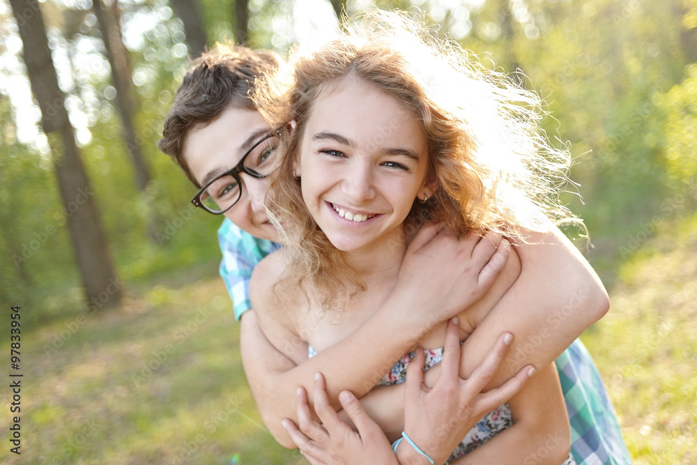 Portrait of a boy and girl in summer Portrait of a boy and girl in summer