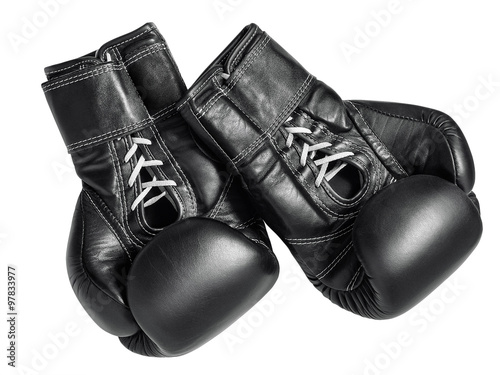 Black boxing gloves on a white background © viktorius_73