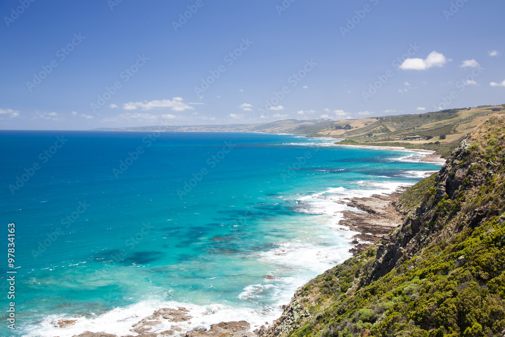 Fototapeta premium Landscape of seashore with beautiful hills near Portand, New Sou