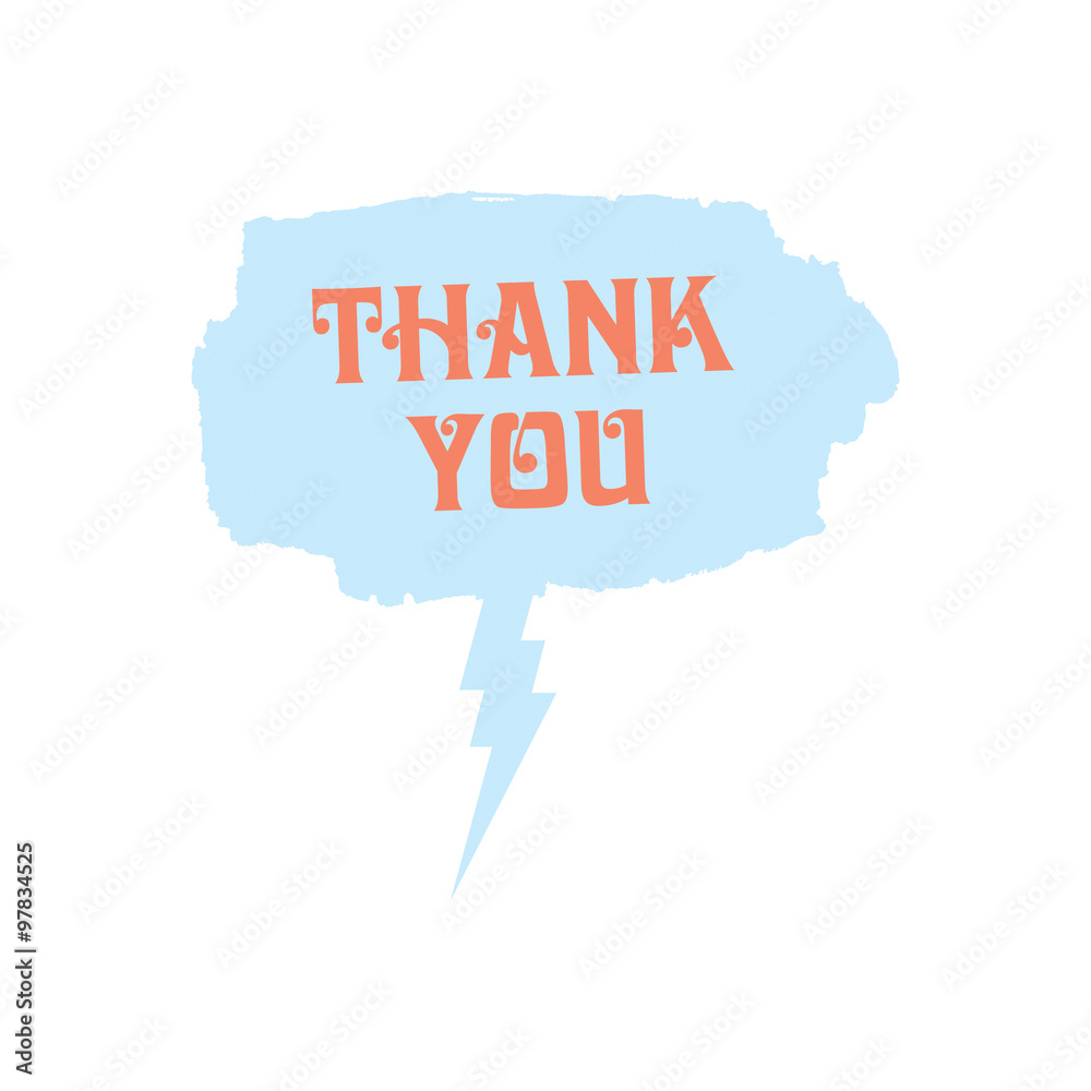 Obraz premium Vector comic speech bubble in trendy flat style. Hand drawn speech balloon with phrase Thank you. Textured paint brush and stroke used.