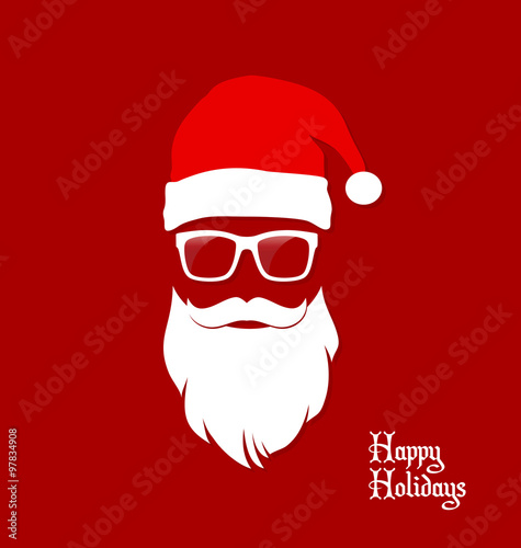 Valokuvatapetti Hipster Santa Claus, Party, Greeting Card, Banner, Sticker, Hipster Style