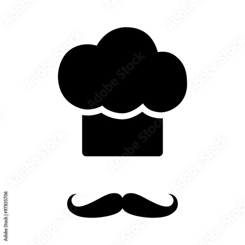 Chef with moustache (mustache) flat icon for apps and websites