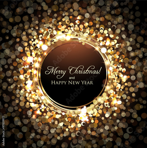 Happy New Year 2016 card-Sniny golden background