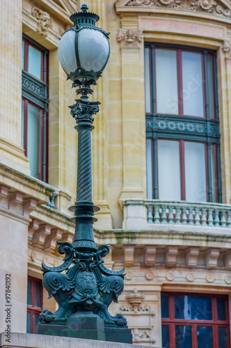 Close up shot of street lamps detail in Paris, France