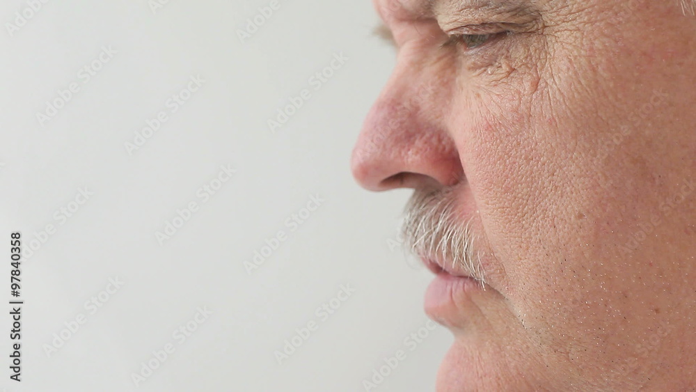 Profile of senior man talking Profile of senior man talking