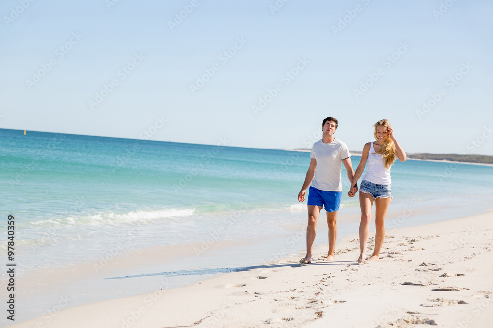 Romantic young couple on the beach