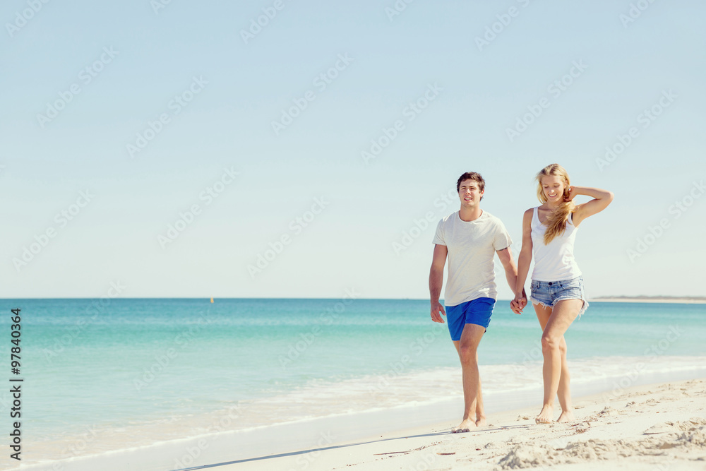 Romantic young couple on the beach Romantic young couple on the beach
