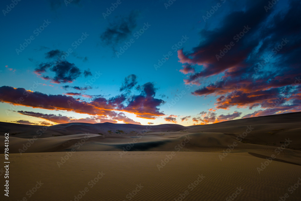 Great Sand Dunes after sunset Colorado