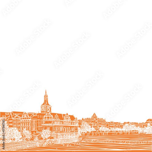 Prague town, Czech Republic. Church of Mother of God before Tyn