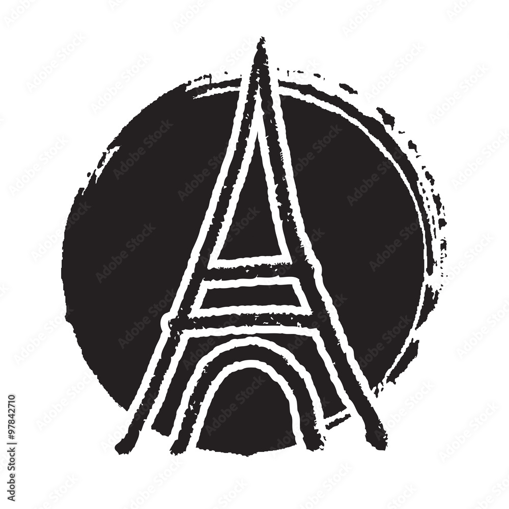 Freehand sketch illustration of pray and Eiffel tower peace sign Freehand sketch illustration of pray and Eiffel tower peace sign