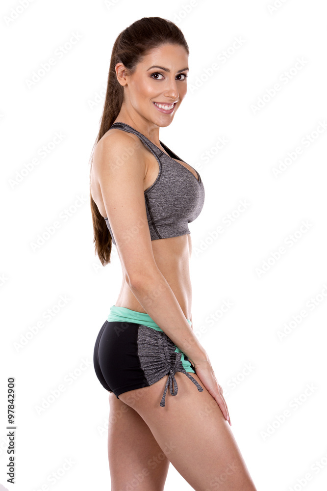 Naklejka premium fitness woman on white background