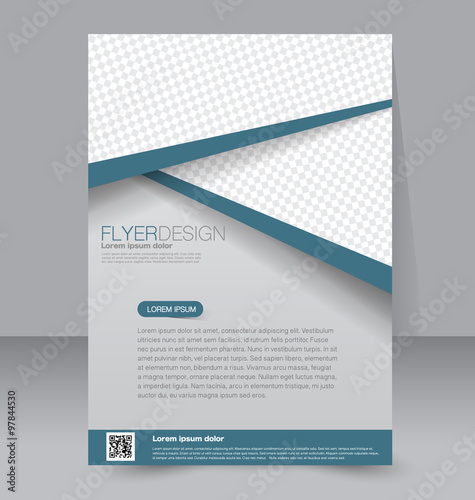 Flyer template. Business brochure. Editable A4 poster for design, education, presentation, website, magazine cover. Blue color.