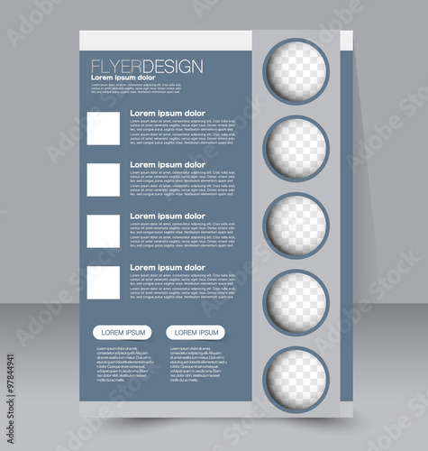 Flyer template. Business brochure. Editable A4 poster for design, education, presentation, website, magazine cover. Grey color.