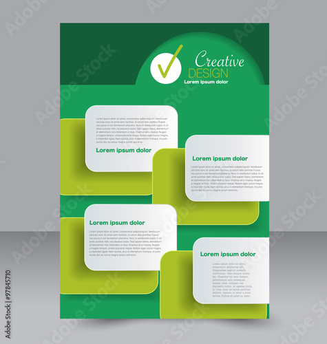 Brochure design. Flyer template. Editable A4 poster for business, education, presentation, website, magazine cover. Green color.
