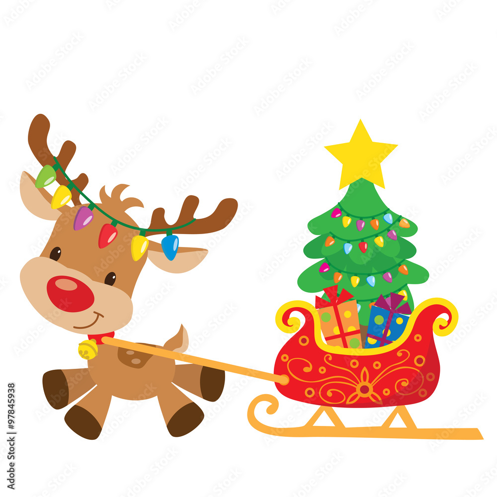 Naklejka premium Christmas reindeer vector illustration