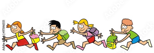 children and schoolbag