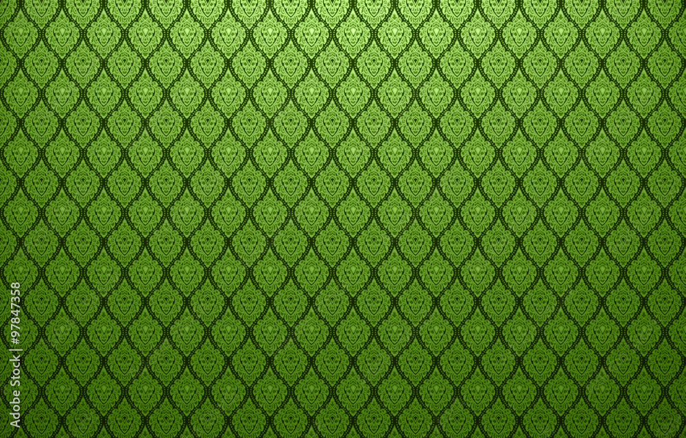 Fototapeta premium Background of Thai style fabric pattern with green