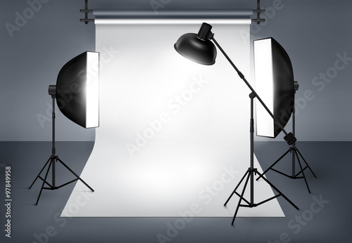 Photo studio with lighting equipment