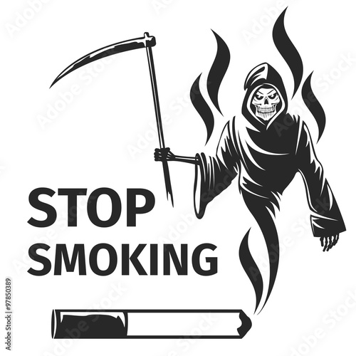 Stop smoking with death sign vector