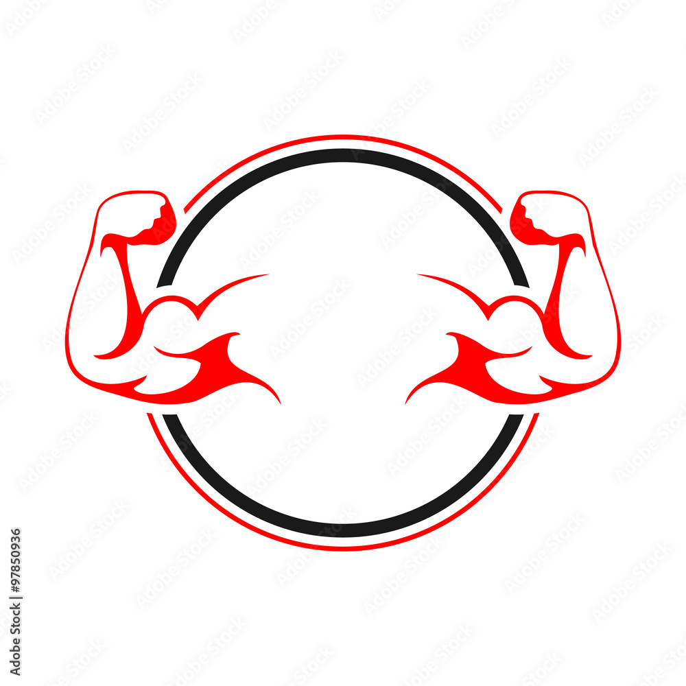 Strong Muscle Hands Circle Emblem Strong Muscle Hands Circle Emblem