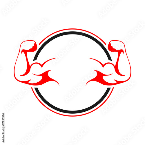 Strong Muscle Hands Circle Emblem