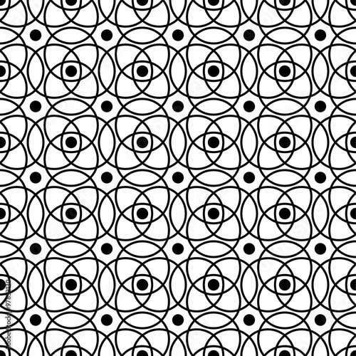 Seamless black and white vector background with curls