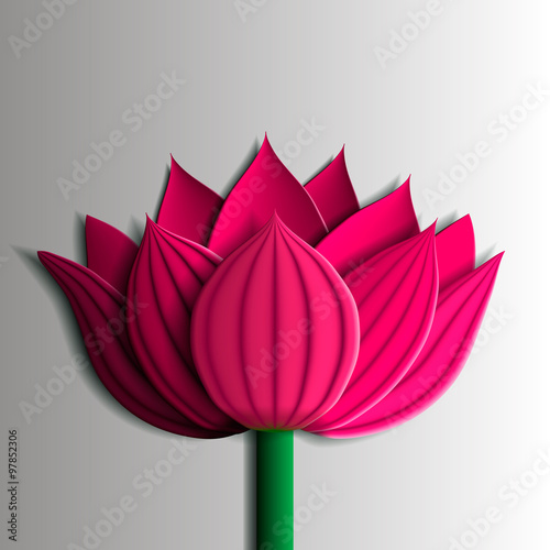 Design elements - pink  lotus flower 3D. You can also use as a template for a card. Vector illustrations.