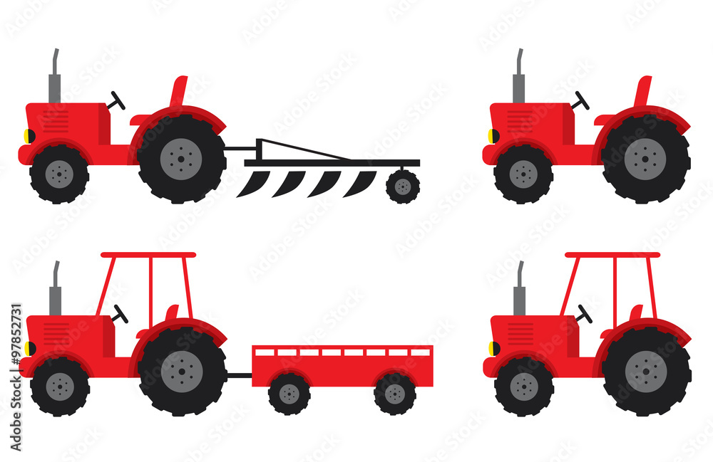 tractor set red