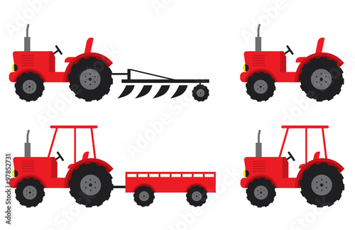 tractor set red