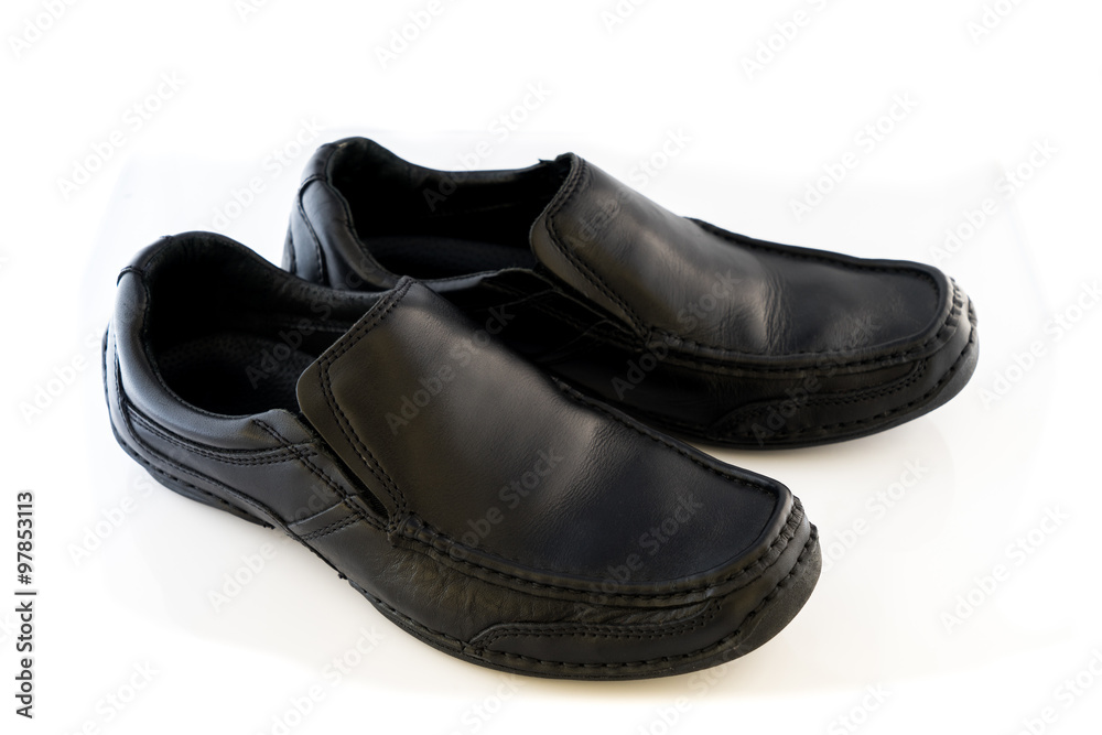 Black leather men's shoes white blackground Black leather men's shoes white blackground