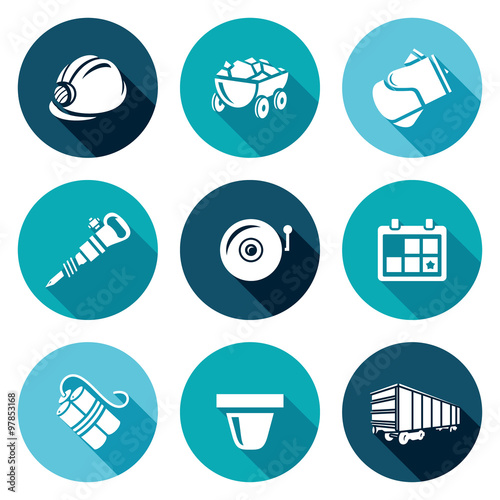 Mine Icons Set. Vector Illustration.