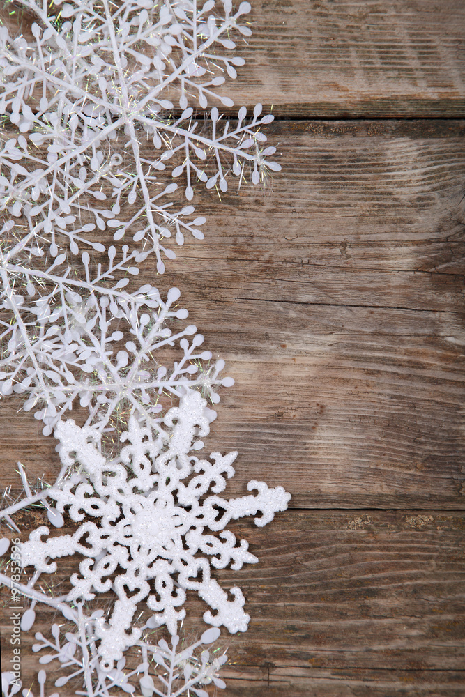 Christmas decorations on an old wooden table Christmas decorations on an old wooden table
