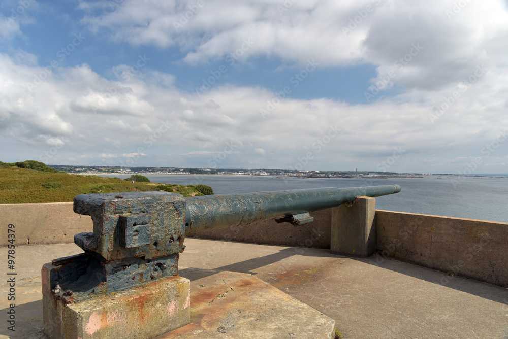 Cannon above  Saint Brelades Bay, Jersey