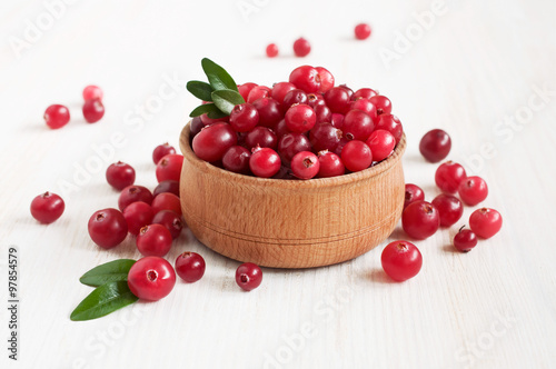 Cranberries in wooden bowl
