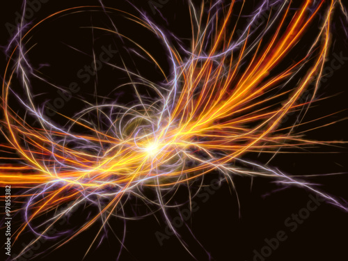 Abstract digitally generated image of lines and lights