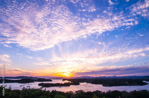 Ago bay silhouette sunsetsky,mie tourism of japan（三重県・伊勢志摩・英虞湾の夕陽）