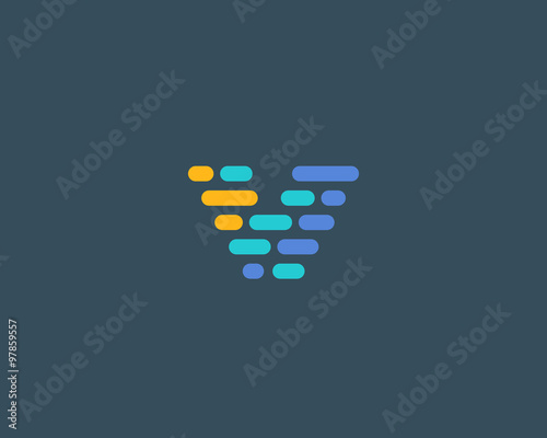 Abstract letter V logo.  Dynamic code vector unusual font. 