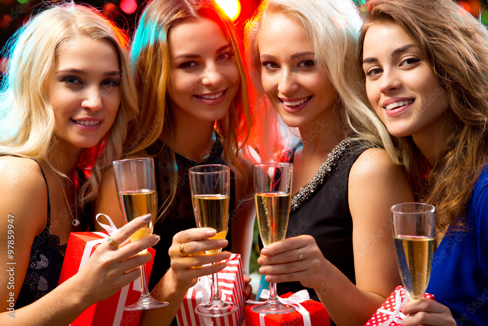 Happy girls at a Christmas party