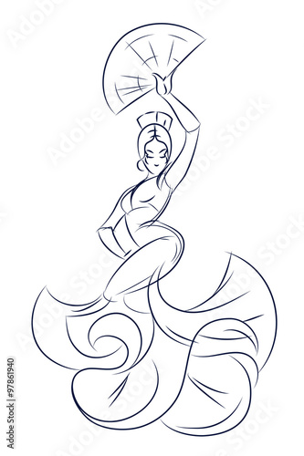 flamenco gypsy dancer ink sketch gesture drawing 