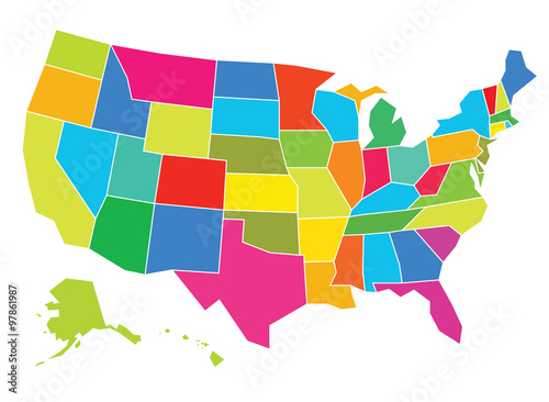 Multicolored USA Map