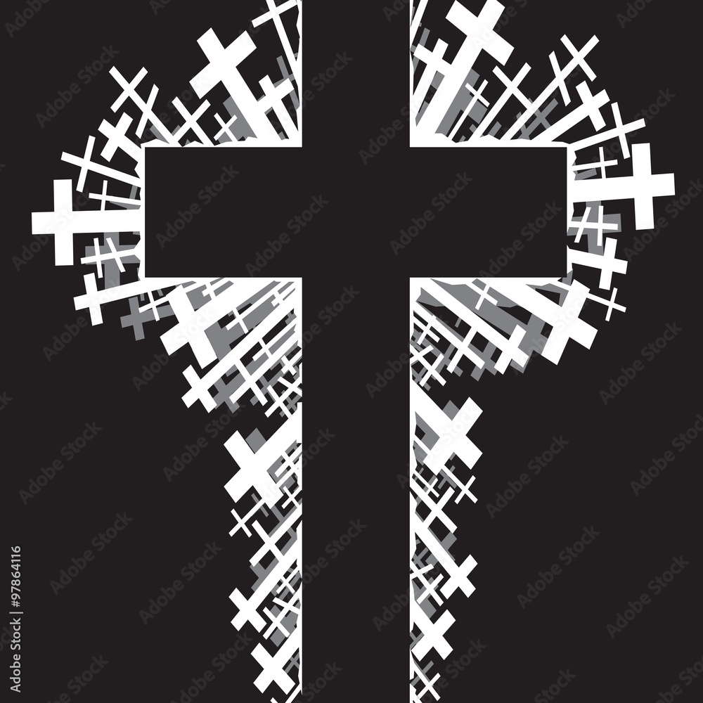 abstract illustration of religious cross on black background