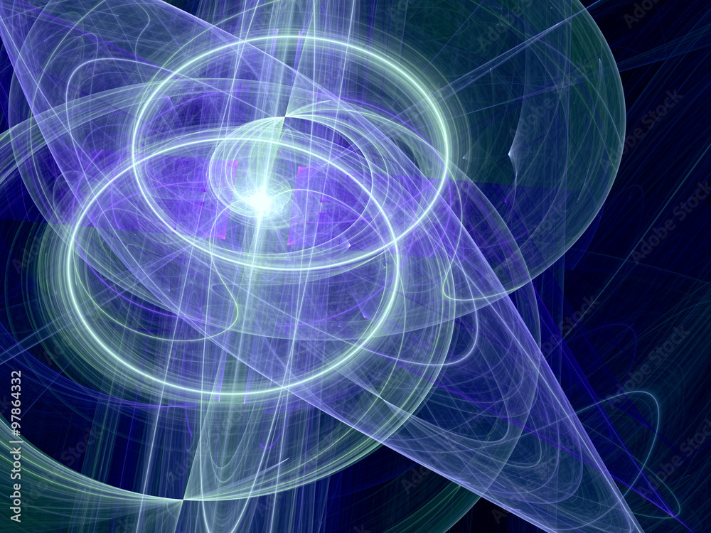 Abstract digitally generated image with waves and circles