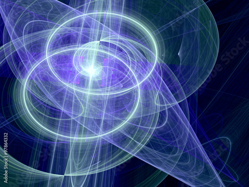 Abstract digitally generated image with waves and circles